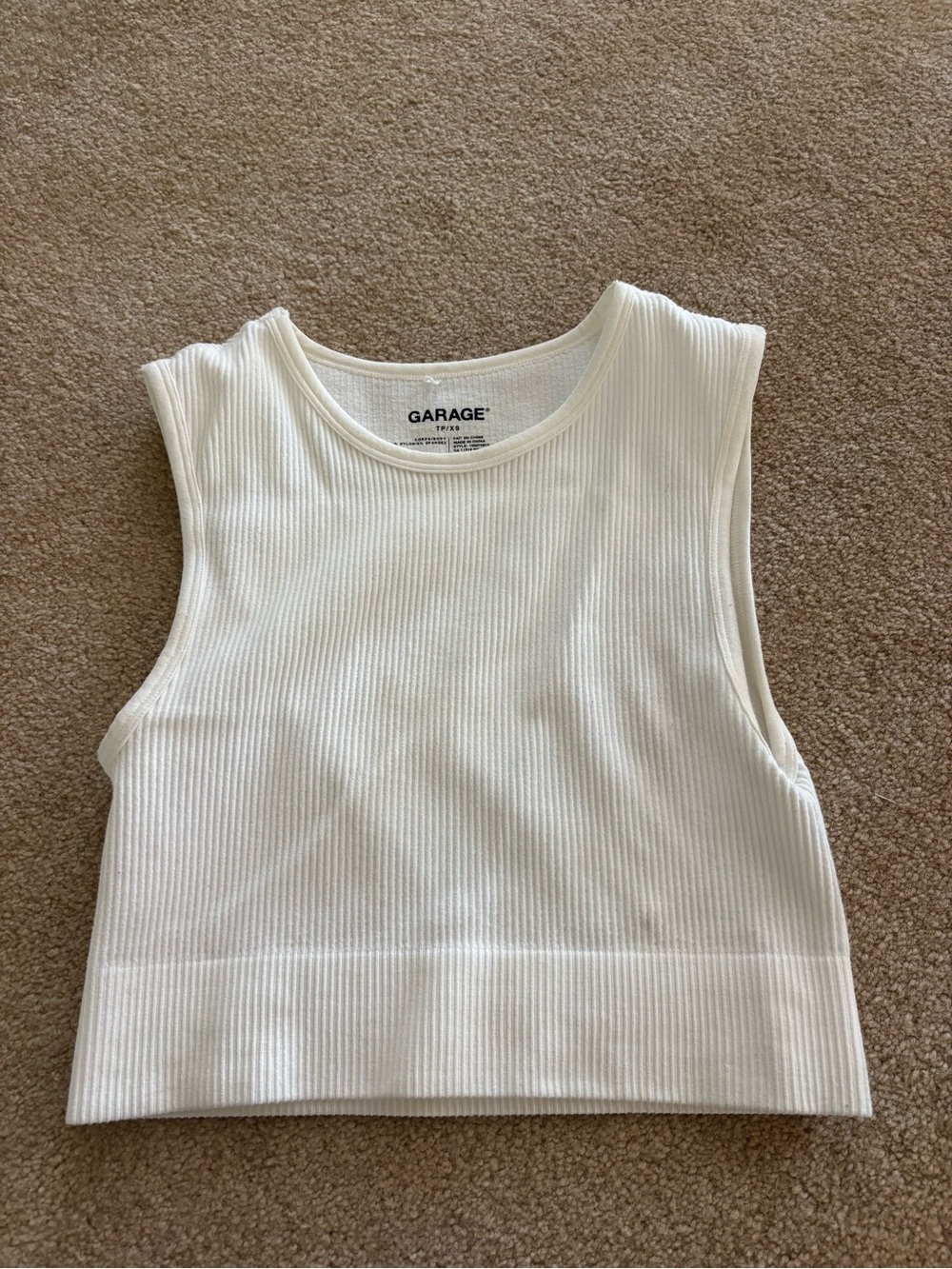GARAGE White Ribbed Crop Tank Top